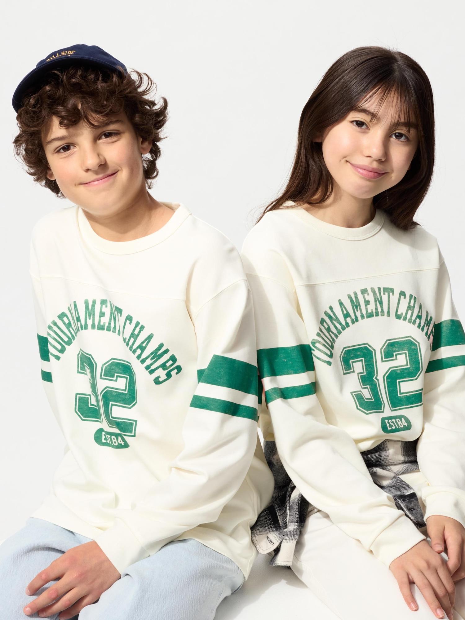 

Uniqlo Детская футболка Airism CoTTon с круглым вырезом, с графикой A, с длинным рукавом 01 OFF WHITE/KIDS 160