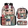 Classic Popular Funny Novelty Gacha 3D Printed 3pcs/Set Pupil School Bags Laptop Daypack Backpack Lunch Bag Pencil Case