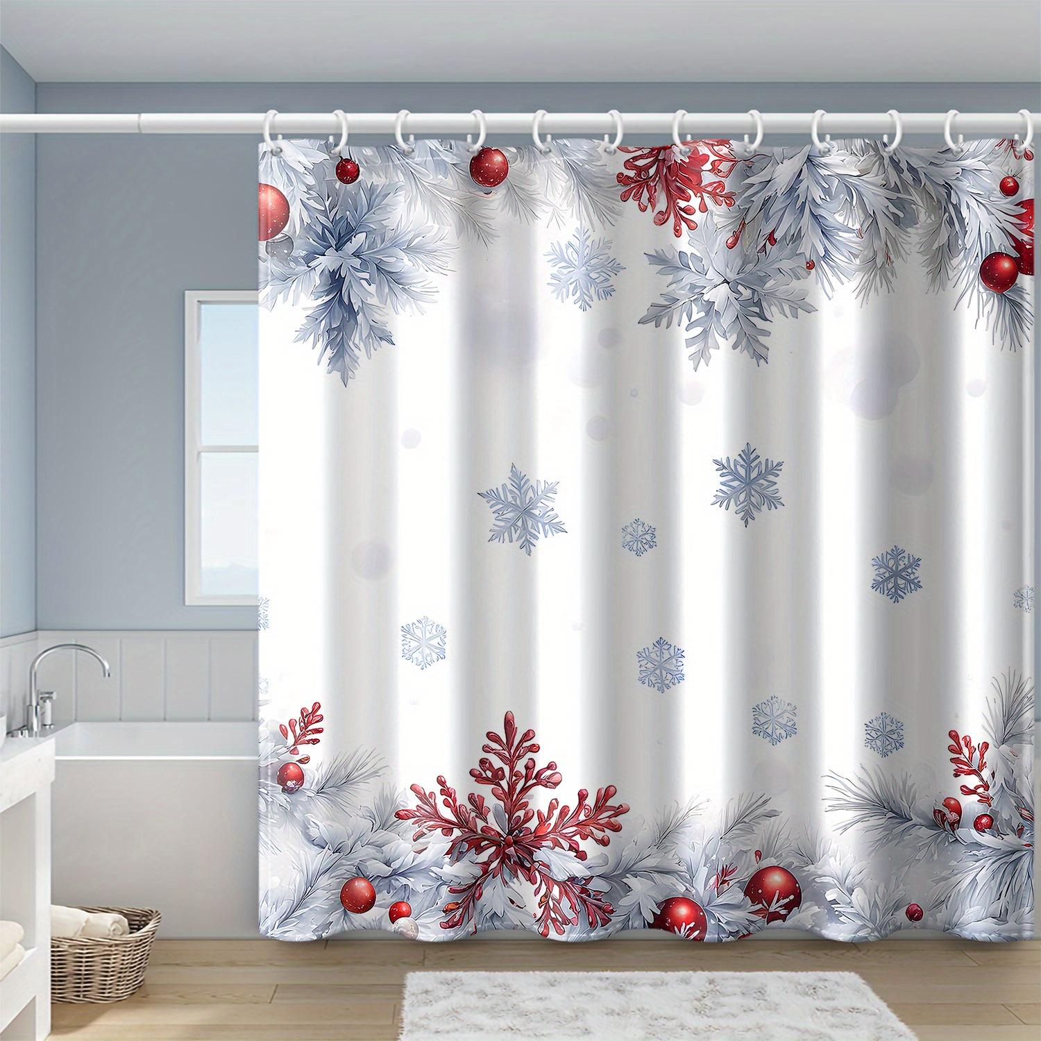 

1Pc Christmas Pine Needle Ball Print Shower Curtain, Polyester Fabric, Machine Washable, Suitable For Bathroom Decoration W60H190(CM)-1 Pcs