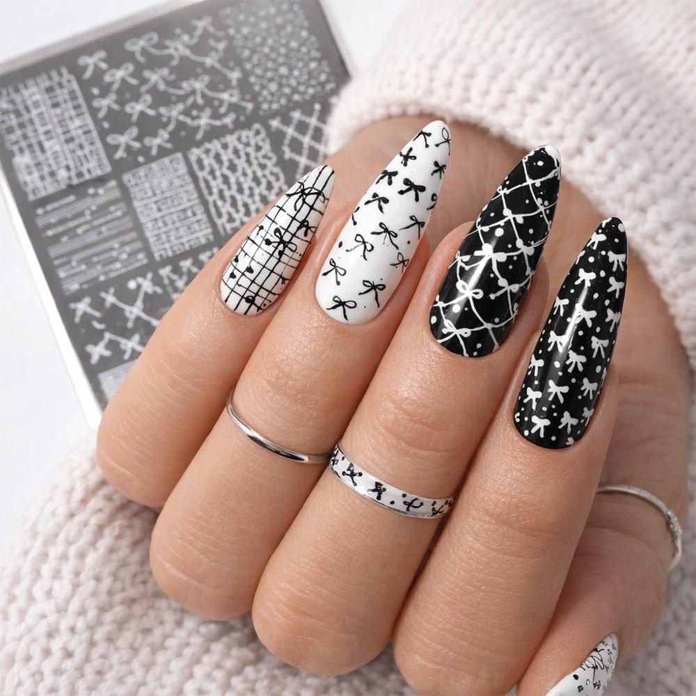 Bowknot Patterns Nail Decal Sheets Kawaii Bow Image Nail Art Stencil For French Manicure