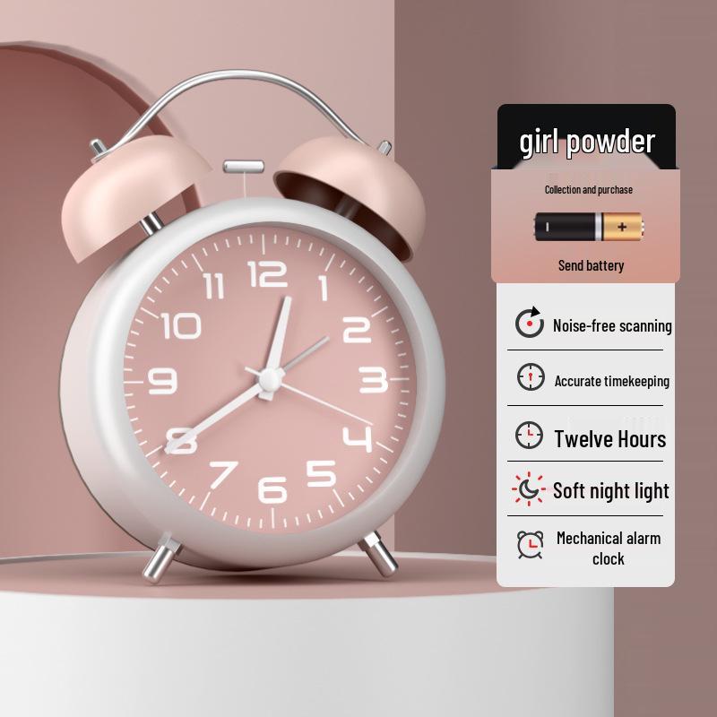 

Super Loud Bedside Alarm Clock with Night Light - Silent & Creative Gift for Students