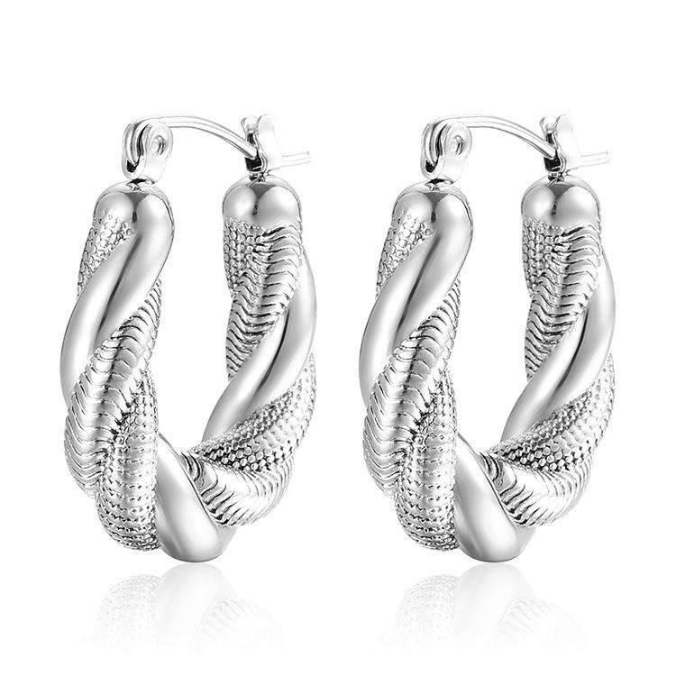 Trendy Women's 18K Gold U-Shape Stainless Steel Earrings