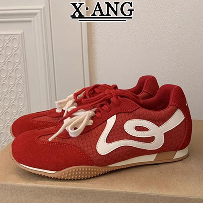 Cowhide Version of Red Women's Shoes Children's Autumn New Ultra-soft-soled Casual Sports Shoes