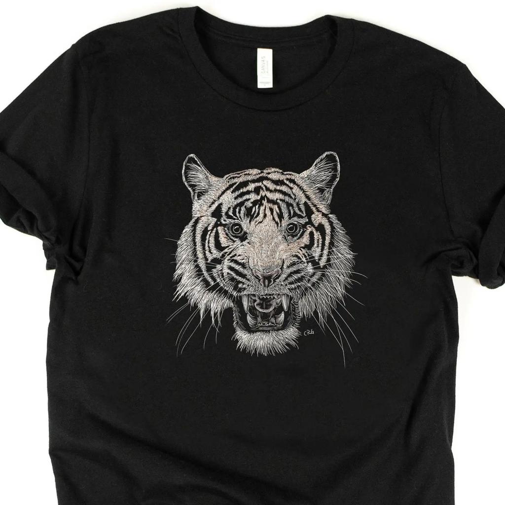 Tiger T Shirt Tigers Lover Bengal Vintage Top For Everyday Wear Stylish Comfortable Graphic Fashion Soft Stretched
