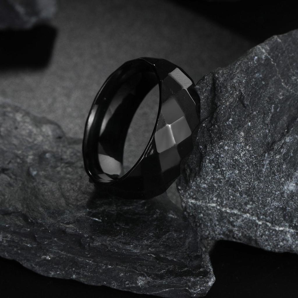 8mm Wide Diamond Men's Wedding Ring with Durable Electroplating