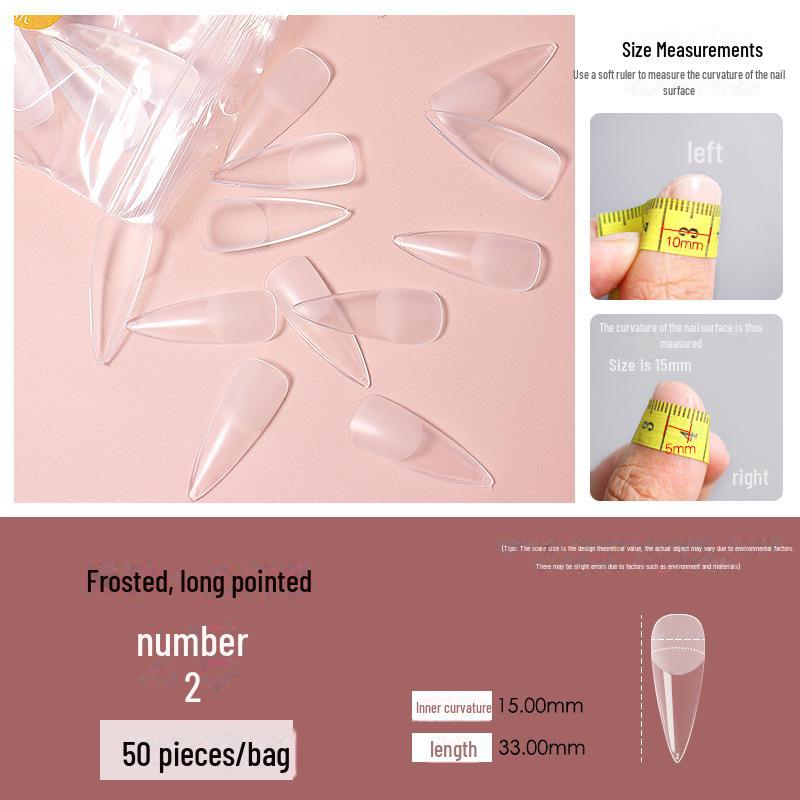 "50-delige Naadloze Transparante Trapeziumvormige Gematteerde Puntige Enkele Maat Nageltips" (0-11) voor Salons"
