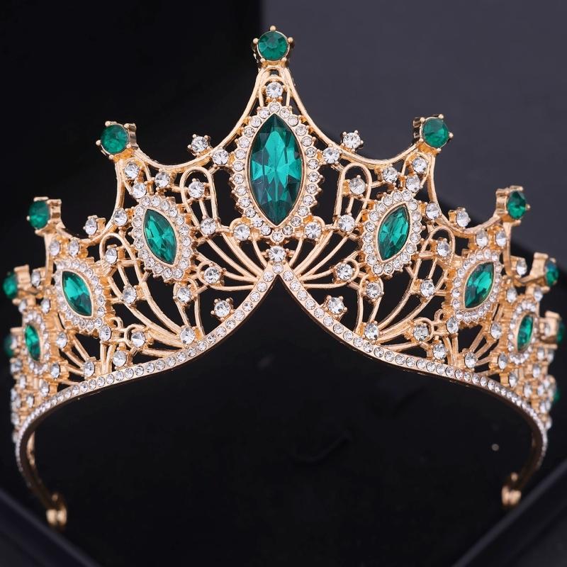 Grüne Kristall Diademe und Kronen Stirnband für Damen Party Strass Krone Braut Hochzeit Haar Accessoires Schmuck Krone Diadem