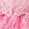Infant Girls' Butterfly Mesh Dress with Headband and Long Sleeve Ribbed Jumpsuit