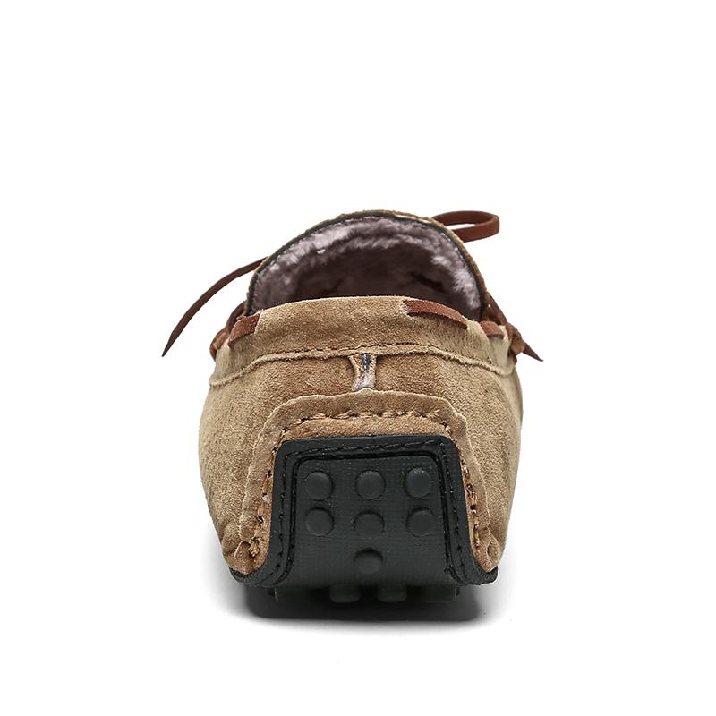 Large Plush Size 38-49 Plush Penny Loafers Men Casual Shoes Winter Suede Leather Fur Moccasins Slip On Flats Mens Driving Shoes
