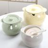 Ceramic Double-Handled Lard Jar with Lid - High-Temperature Resistant Kitchen Oil Storage Pot