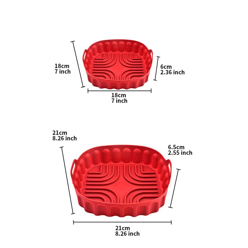 6/8inch Square Silicone Liners Air Fryer Reusable Air Fryer Basket Non-stick Silicone Air Fryer Liners for Oven Home Kitchen красный