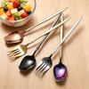Elegant Rose Stainless Steel Spoon Set: Long Handle, Soup, Fruit, Fork