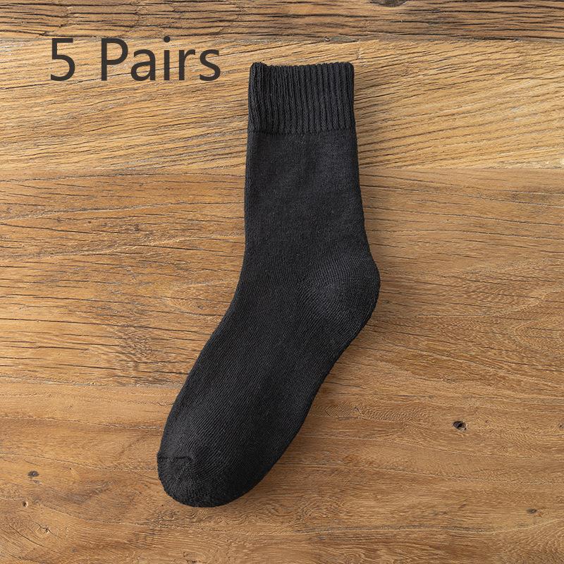 5 Pairs of Thickened and Fleece Warm Loop Socks, Mid-calf Sweat-absorbing and Breathable, Suitable for Both Men and Women, Versatile Towel Socks