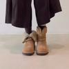 Retro Cuffed Snow Boots Women's New Winter Versatile Fleece Warm Belt Buckle Fluffy Cotton Shoes