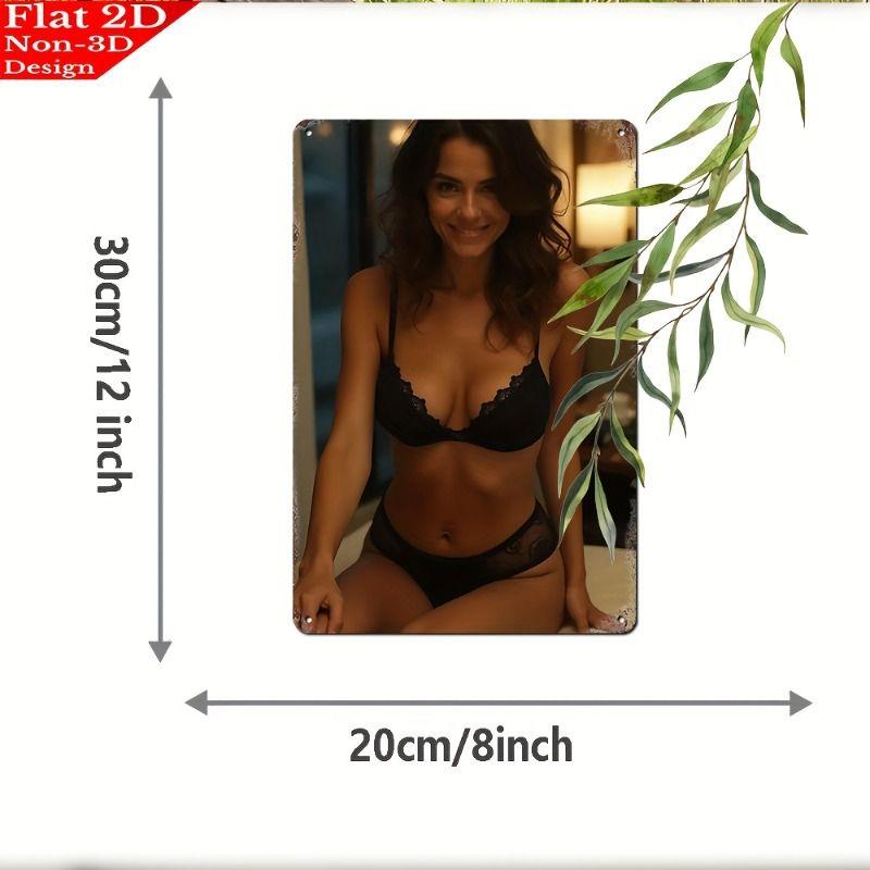 Vintage Kvinlig Silhuett Metall Logotyp för Bar & Garage