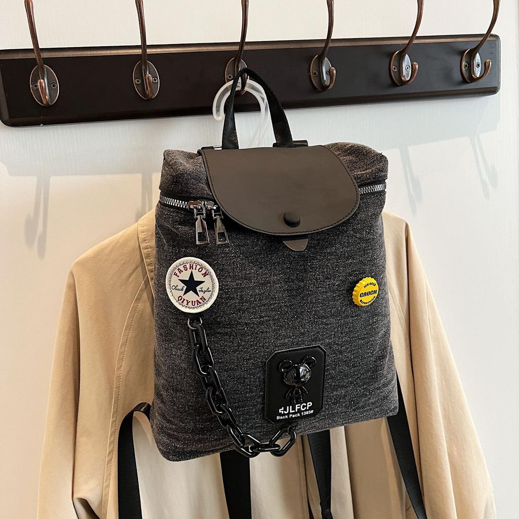 New trendy retro solid color backpack fashion travel handbag niche design women's backpack