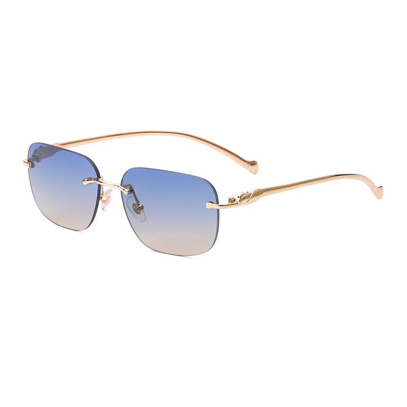 Trendy Rimless Small Frame Sunglasses for Women – Fashionable Cut Edge Design