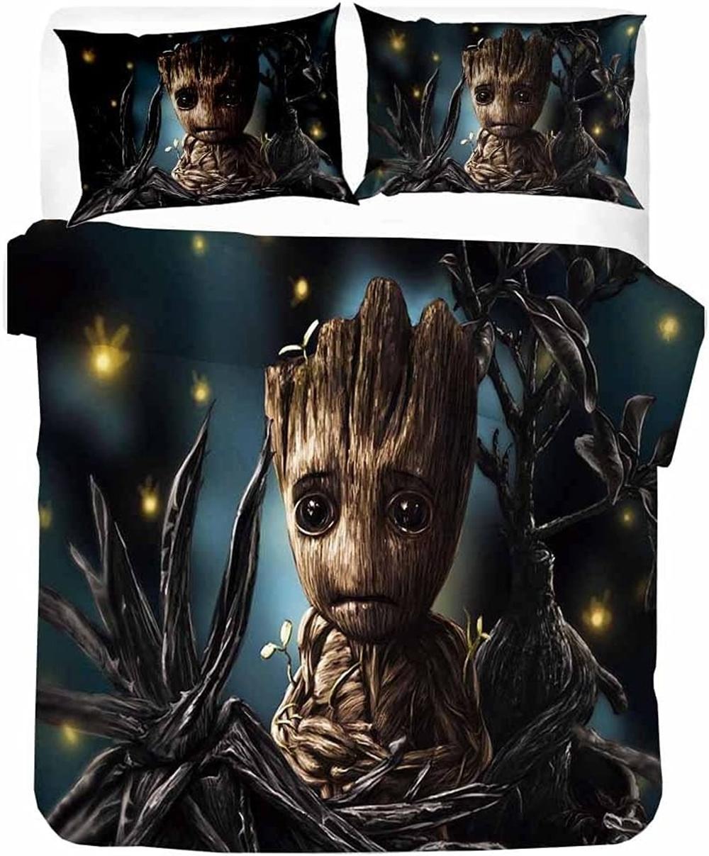 

Комплект постельного белья Groot с 3D-принтом, пододеяльник, наволочка, детский подарок, украшение для спальни, подарок 135x200cm-2pcs