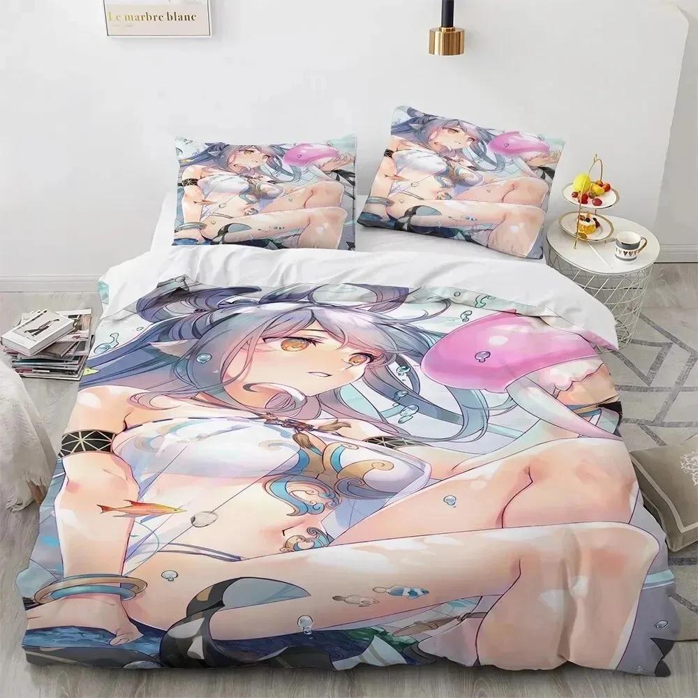 Kawaii Anime Sexy Girl Bedding Set,Duvet Cover Comforter Bed Set Quilt Cover Pillowcase,King Queen Twin Size Boys Girls Adults