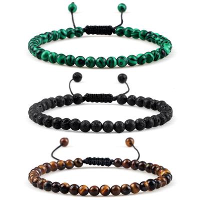 Verstelbare Mini Natuursteen Lavasteen Tijgeroog Kralen Armbanden & Armband voor Vrouwen Mannen Chakra Kralen Gevlochten Armband Bedel Sieraden