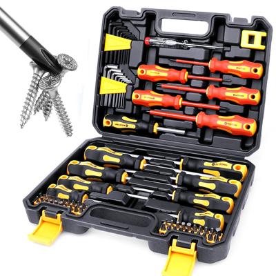 72-piece Magnetic Screwdriver Set Including Assorted Drill Bits And Insulated Screwdriver Set