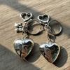 Bowknot Big Heart Charm Keyring Silver Color Pendant Keychains Simple Car Keyring Bag Decorations Gift for Women Girls