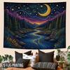 2D Flat, 1pc Horizontal Moonlit River Forest Tapestry - Starry Night Wall Hanging Suitable for Living Room, Bedroom, Decor - Nature-Themed Fabric with