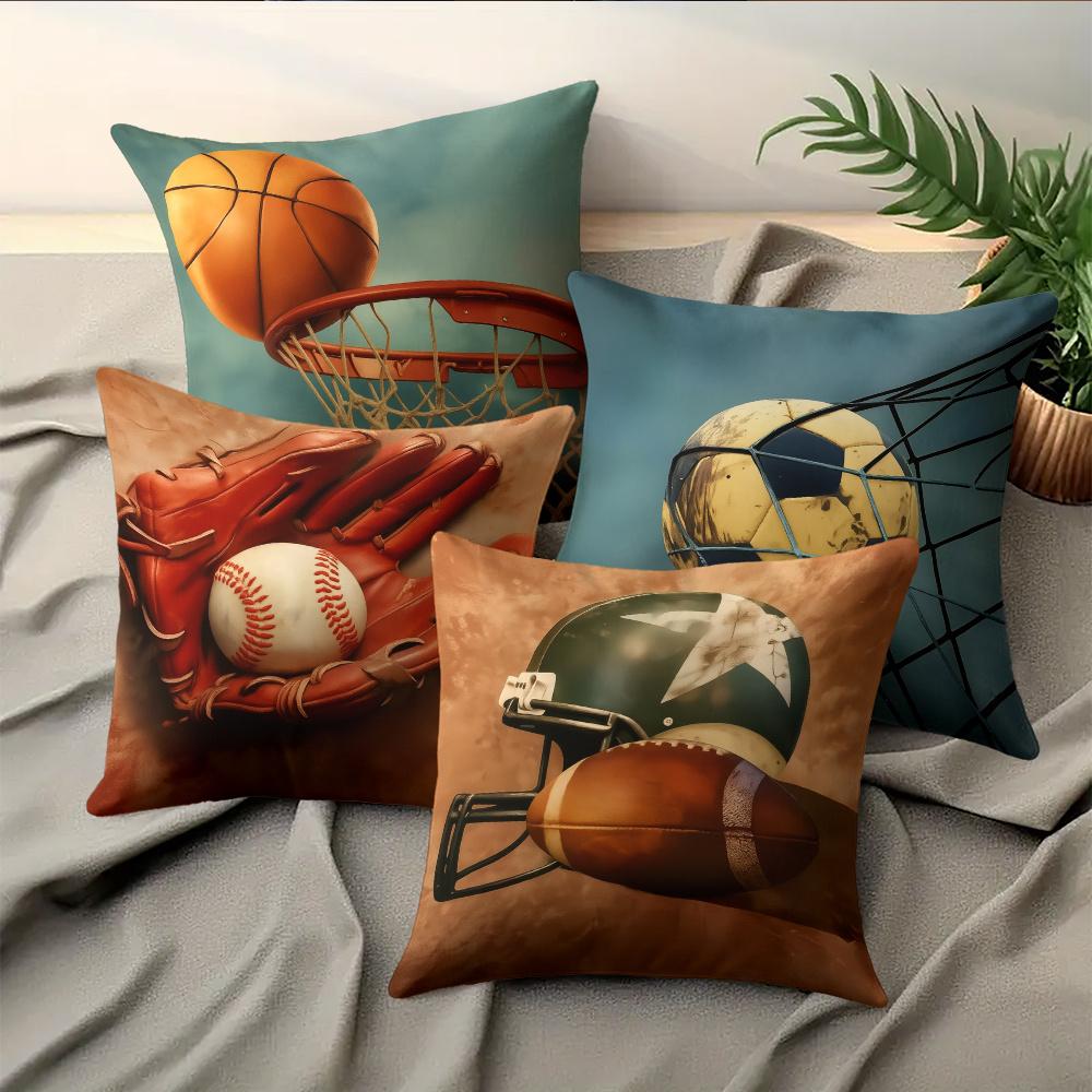 Basketball Football Sports Digital Printing Pillow Cover Short Plush Suitable Living Rooms Bedrooms Sofas Throw Cushion Cover