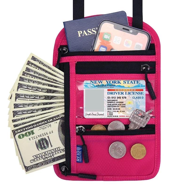 Дорожная сумка, шейный кошелек, семейный держатель для паспорта, органайзер, чехол с RFID-блокировкой, несколько карманов, чехол для паспорта, кредитного документа