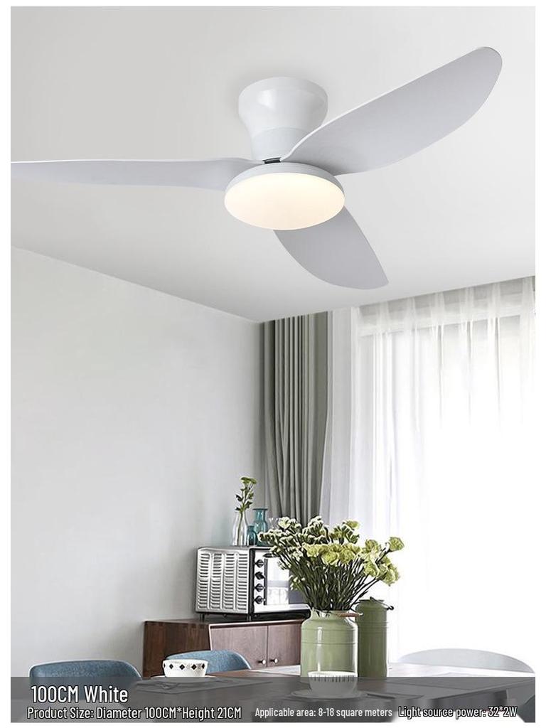 Nordic Style High-Wind Straight-Blade Ceiling Fan Light for Bedroom