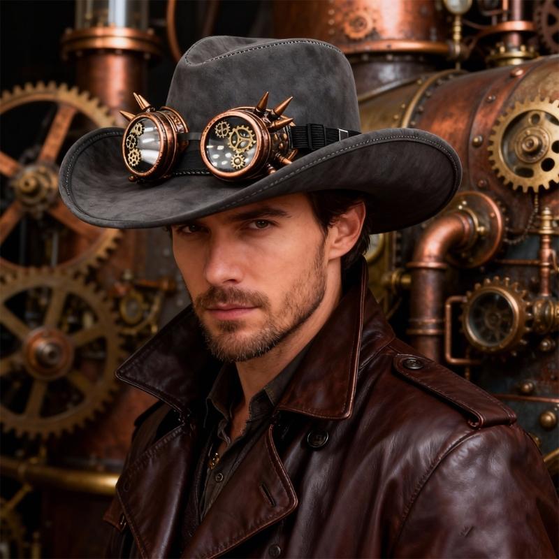 Antique Western Fedoras Hat Punk Sueded Design Winter Warm Top Hat Styling Accessory For Men Women Unisex Headwear