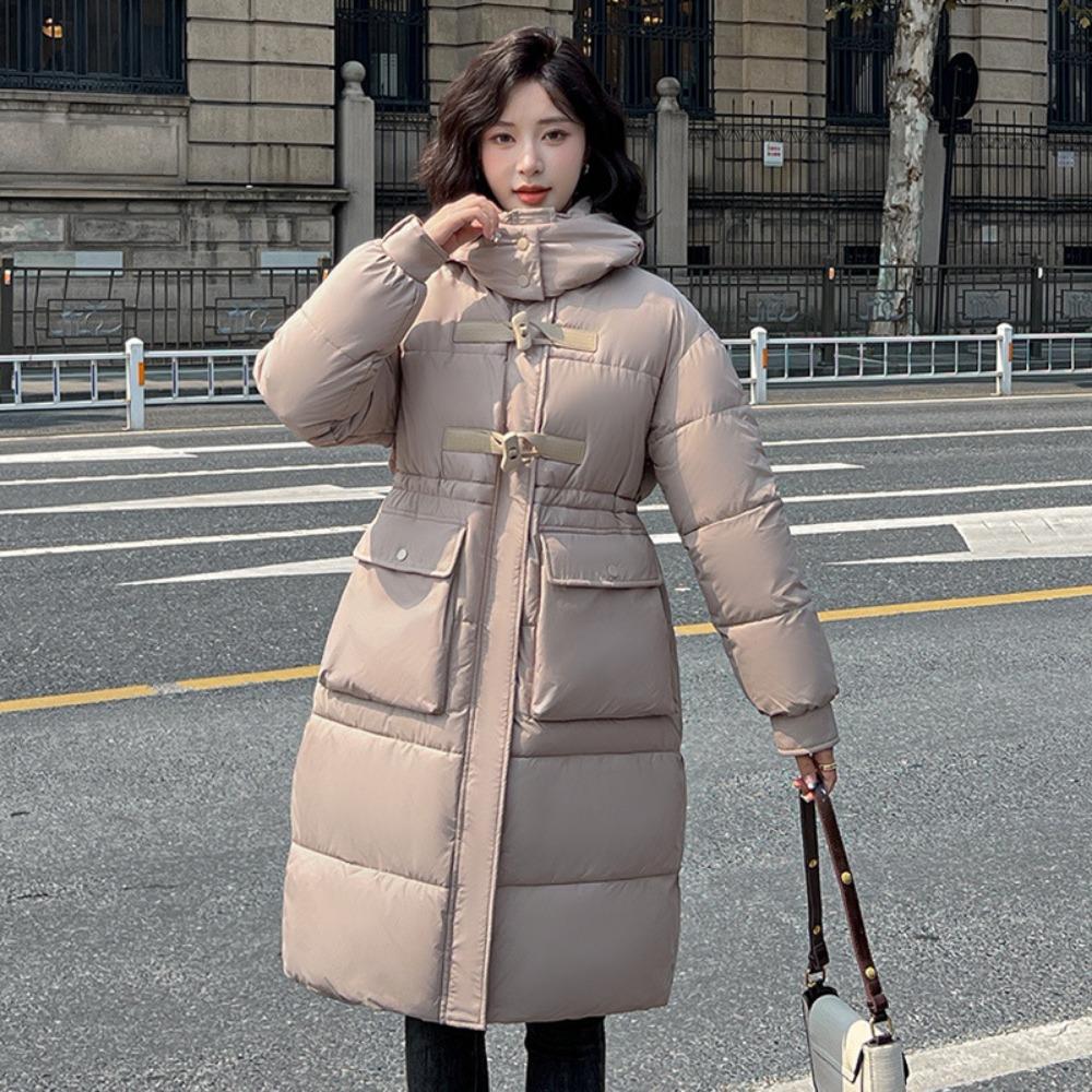 

Lazy down cotton clothes women s medium and long over the knee fashion foreign style new winter women s coat M хаки