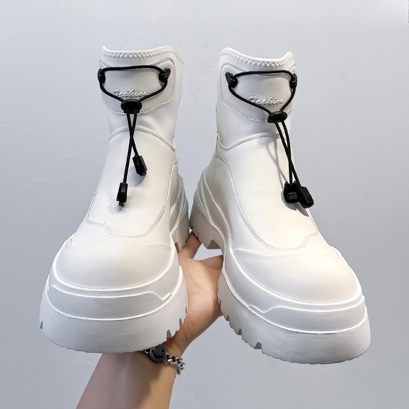 Martin Boots Pánské Design Sense Osobnost Obrácená hlava Tooling Big Head Derby Boty Silná podrážka Zvyšující Lokomotiva Krátké boty 22318-J
