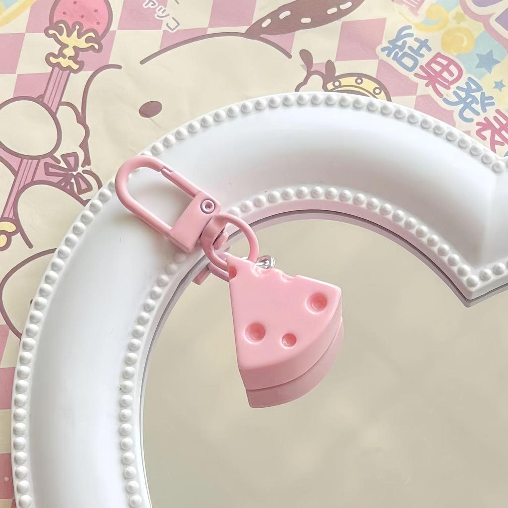 Girly Heart Cheese Keychain - Sweet Resin Food Toy Pendant for Students
