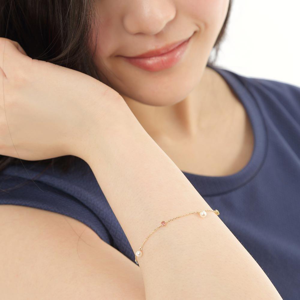 Pulseira de pérolas princesa K10 Pulseira de pérolas [Etiqueta da lua] Feminina [Embrulhada para presente]