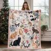A Single Cozy And Soft Fleece Throw Blanket Featuring Adorable Cats And a Floral Pattern, Ideal for Use On a Couch, Sofa, Bed, Or In The Liv