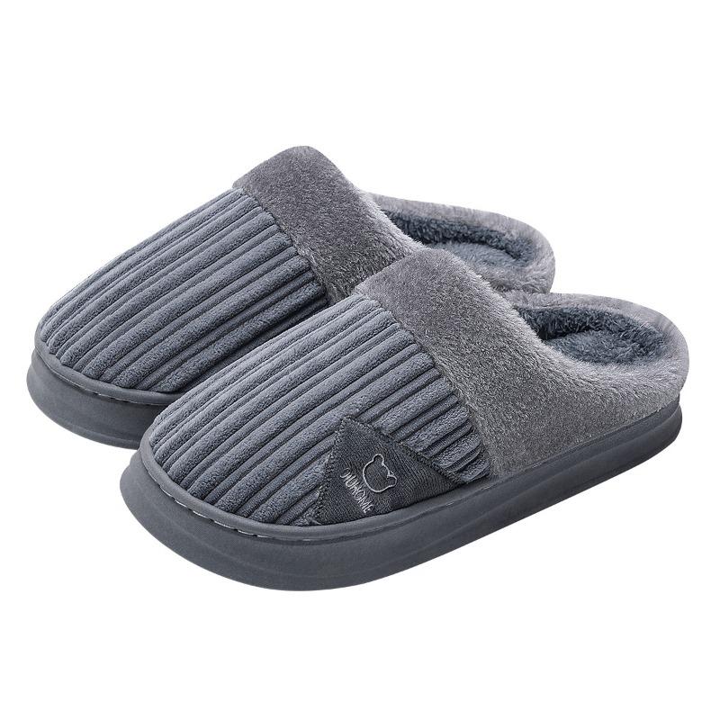 Men's Cotton Slippers Men's Autumn and Winter Velvet Warm Fluff Waterproof Non-slip Indoor Home Cotton Shoes Men's Winter