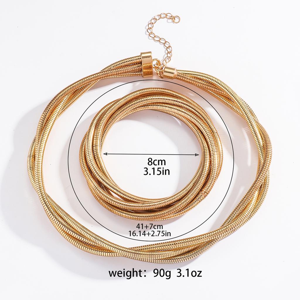 Ensemble de bijoux collier bracelet à ressort à enroulement trois fils pour femmes, adapté au port quotidien et aux cadeaux de vacances