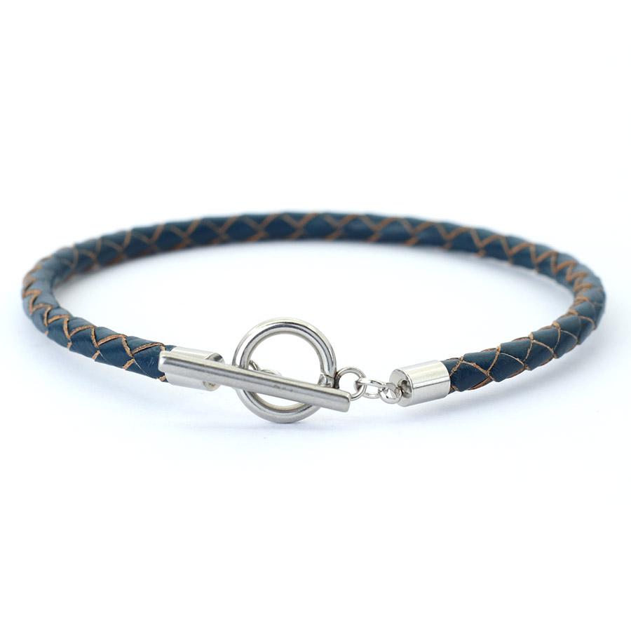 Noter Men Leather Bracelet Stainless Steel OT Buckle Bangle Pulsera De Cuero Wrap Braslet Locomotive Hiphop Rock Braclet Pulsera