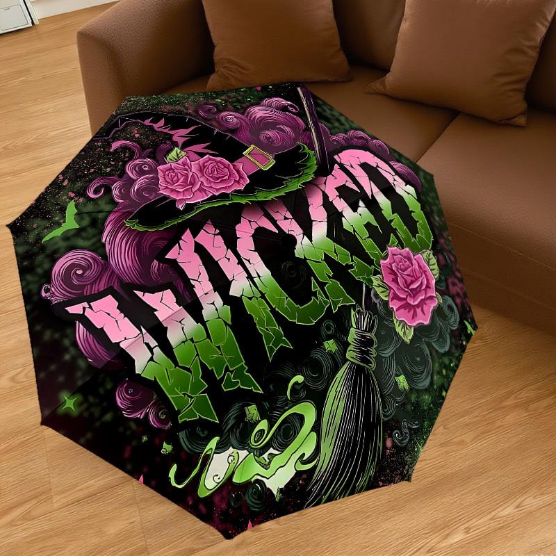 1PC Wicked Automatic Open/Close Umbrella with Windproof, 8-Rib Sturdy Canopy, Durable Ribs, Fashionable Design, Outdoor Accessory, Fun Prin, Holiday G