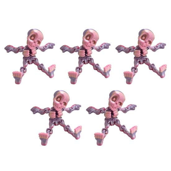 5Pcs/Set Human Skeleton Ornament Mini Halloween Skeleton Figurine with Movable Joints Poseable Articulated Skeleton Decoration