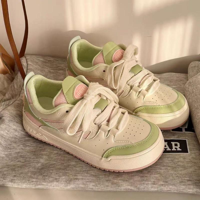 

High-value women s shoes spring and summer versatile dopamine muffin sole soft sole mesh breathable campus style women s board shoes 40 розовый зеленый