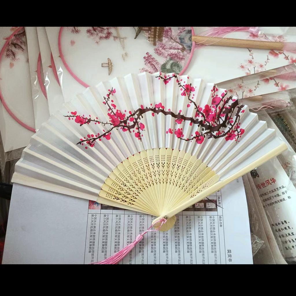Classical Chinese Dance Fan - Handmade Bamboo Folding Fan for Wall Decor, Performance Costume & Partition Screen