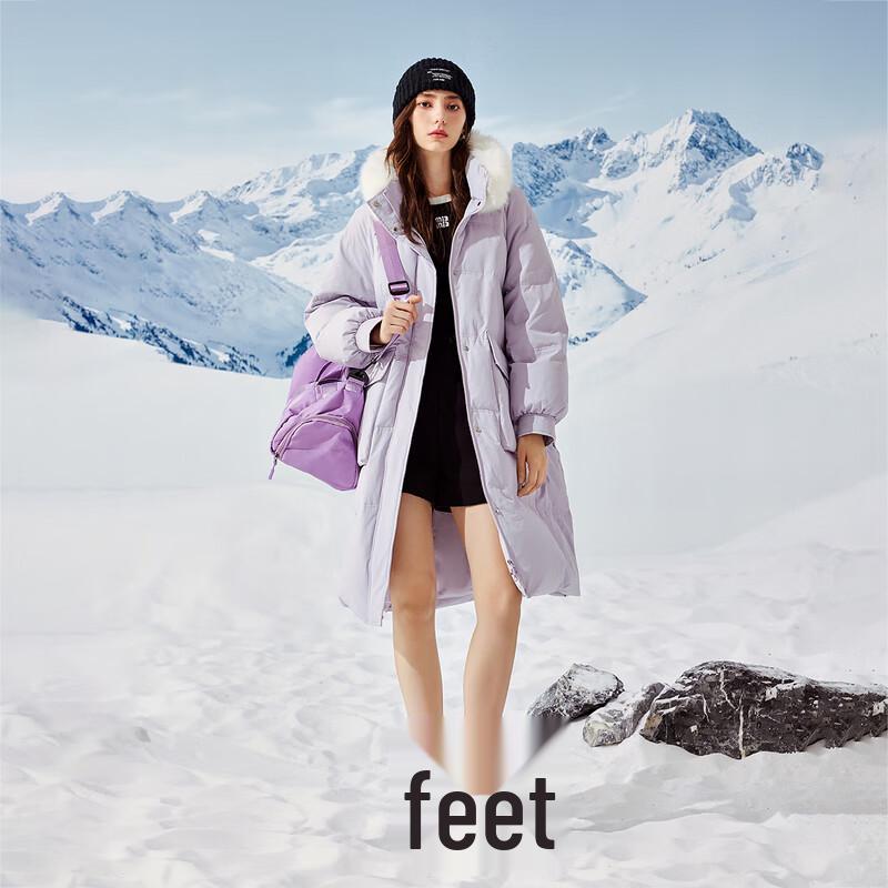 Qiusishui Ren Women's Fashion Fur Collar Mid-length Down Jacket