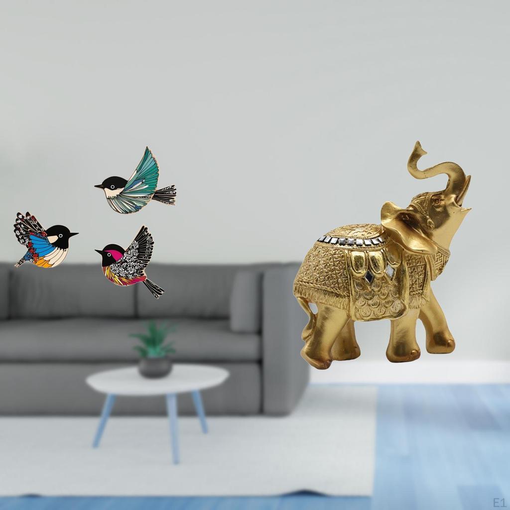 Wooden Bird And Elephant Statue Wall Animal Sculpture Decorative Figurine for Garden Study Room