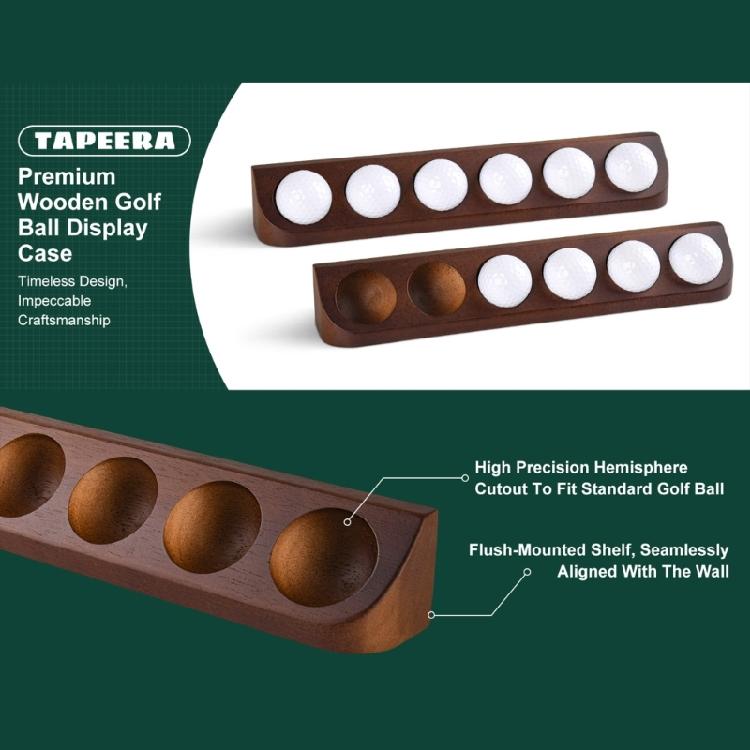 Wall Mounted Golf Ball Display Case Storage Rack Wooden Golf Ball Organizer 6 Standard Size Storage Box Enduring