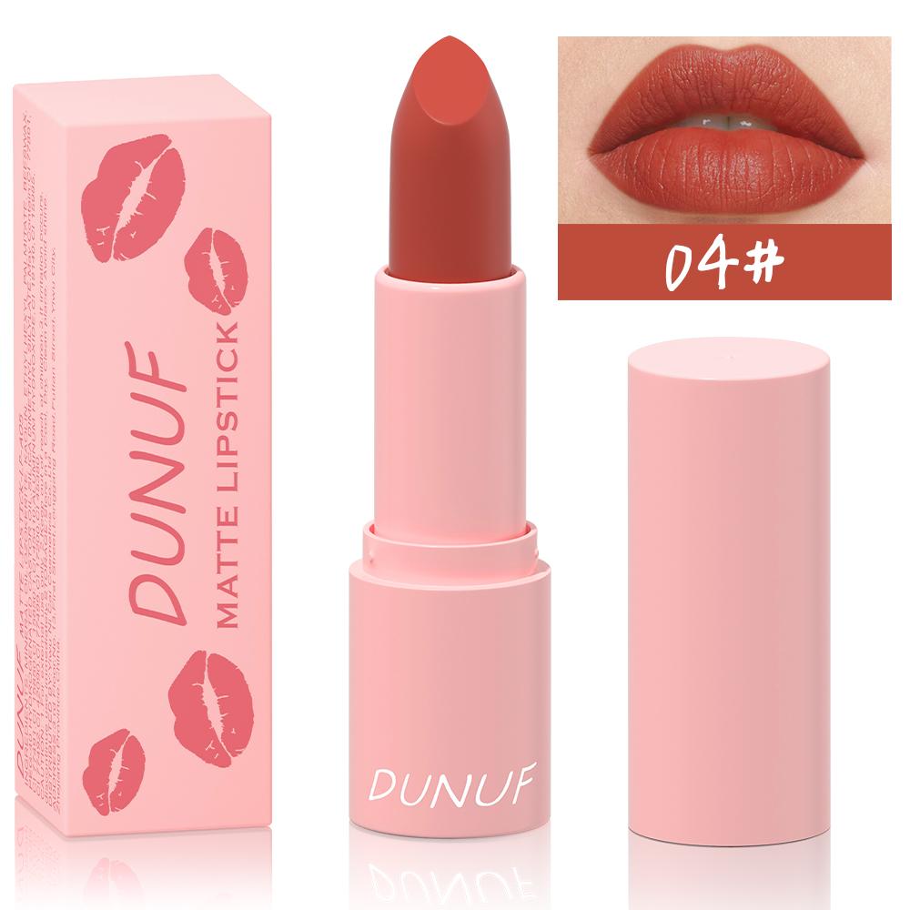 DUNUF 1 Pcs Matte Powder lipstick, Lasting 24 Hours Non-fading Waterproof Non-stick Easy to Color Lip Gloss Makeup Gift