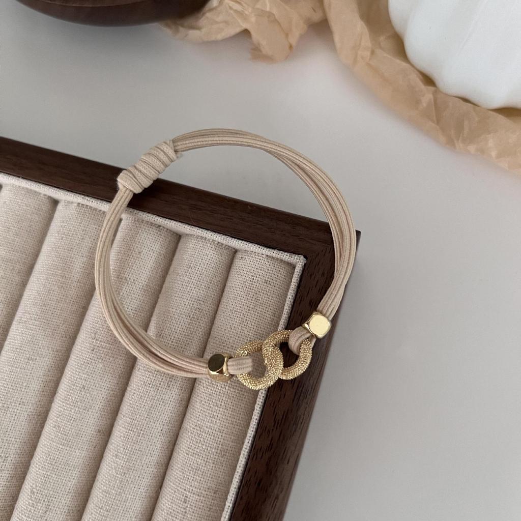 Korean Style Metal Buckle Double Strand Elastic Hair Tie Scrunchie