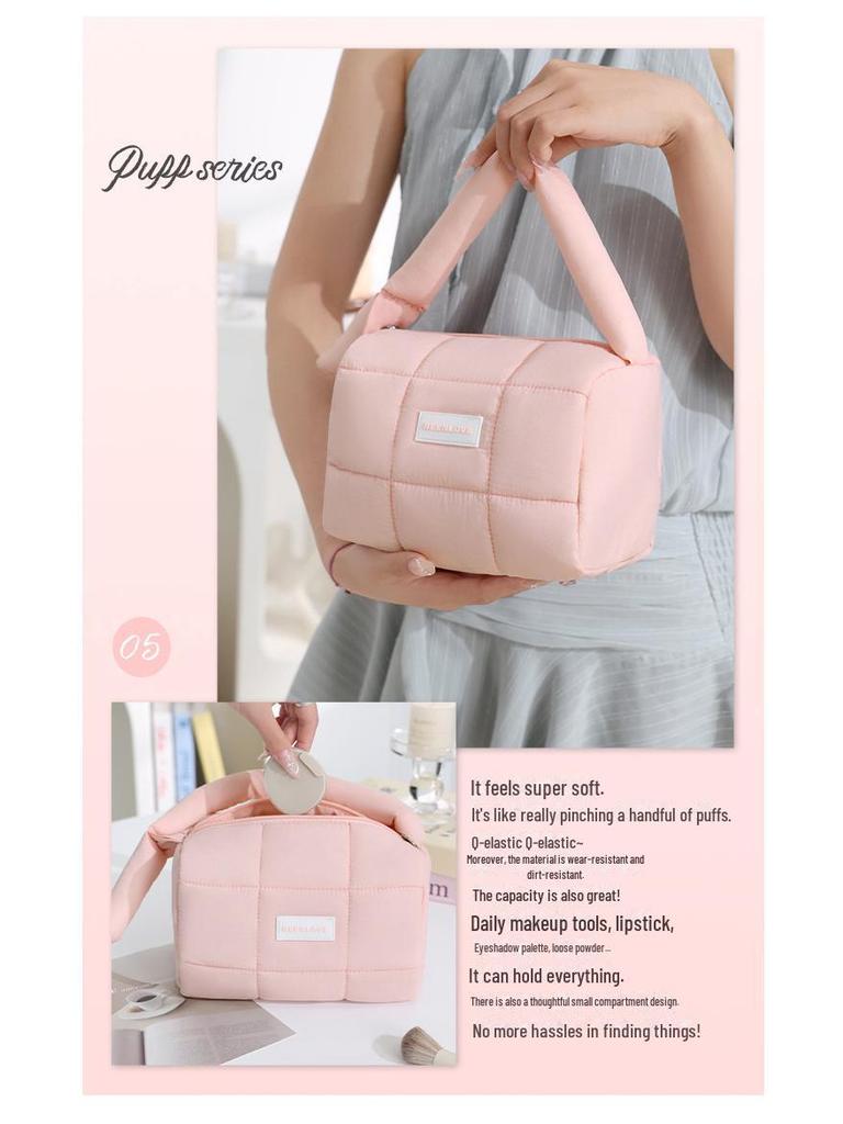 Candy Color Cotton Cosmetic Storage Bag - Large Capacity & High-end