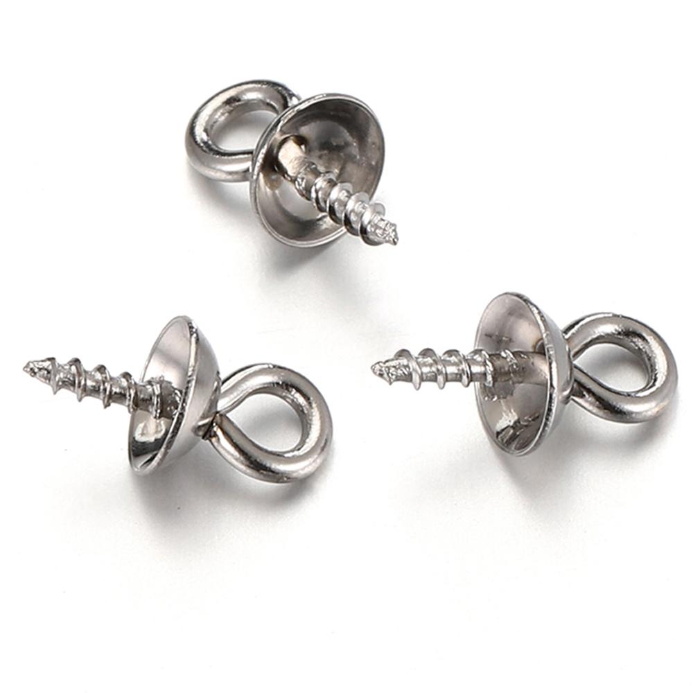 50pcs Gold Color Stainless Steel Screw Eye Pins Bail Top Drilled Beads End Caps Pendant Charms Connectors for DIY Jewelry Making
